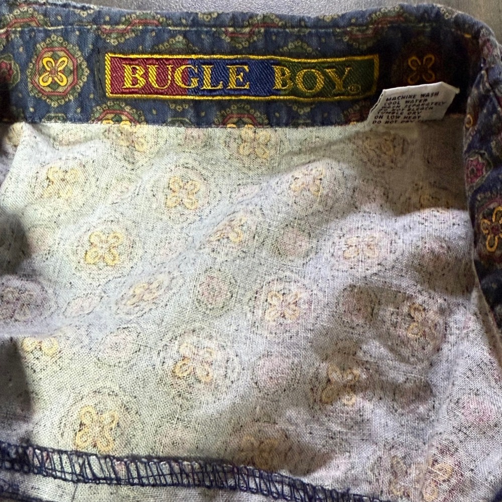 Bugle Boy Patterned Button Down Shirt Vintage‎ Style Casual Top Large - Picture 3 of 9